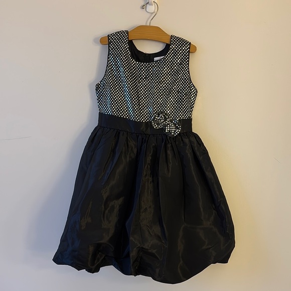 Silver and Black Fit and Flare Sleeveless Dress for Weddings - Picture 1 of 4